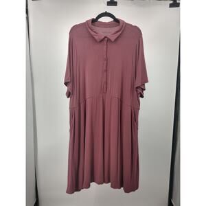 Torrid Shirt Dress 4X Super Soft Knit Collared‎ Jersey Short Sleeve Dusty Red
